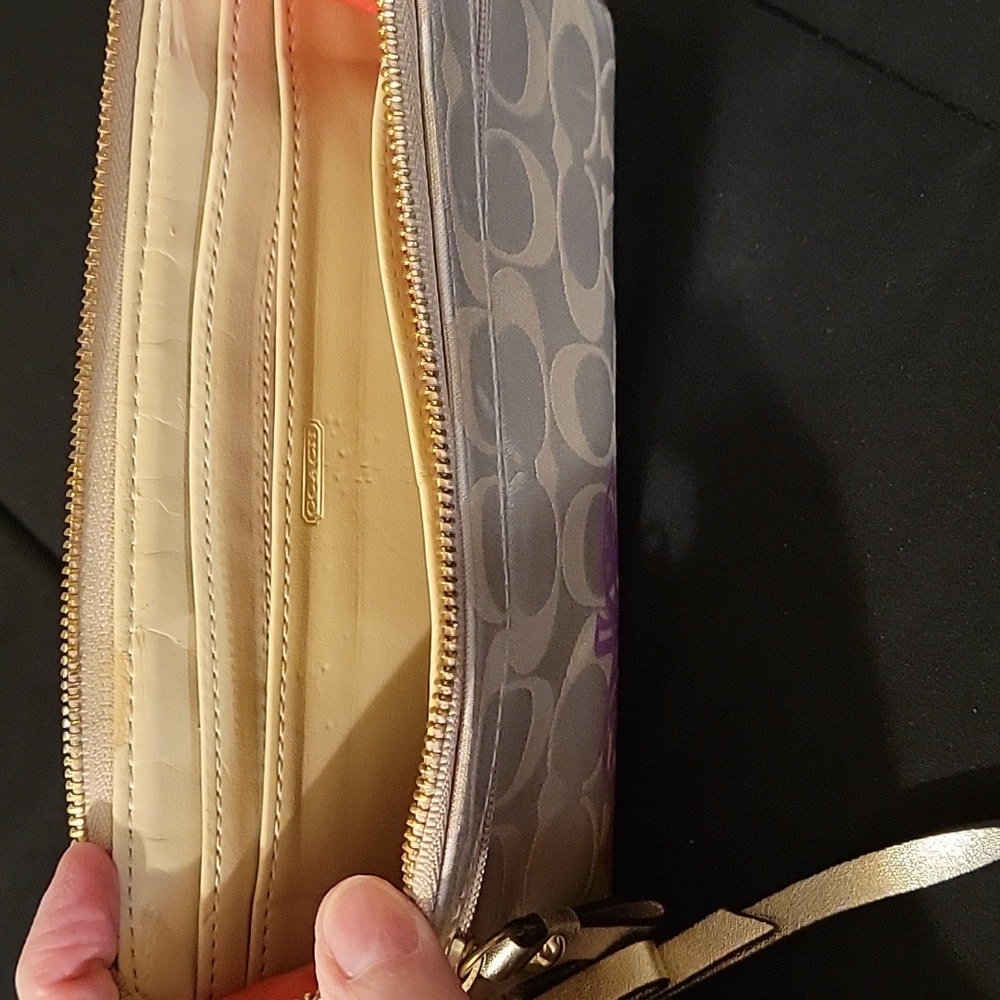 Coach Cream Wristlet with Multicolor Floral Design - Picture 7 of 14